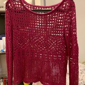 Hollister loose-knit sweater in berry color